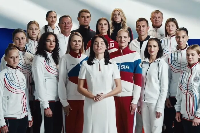 Russian swimmer in the propaganda video